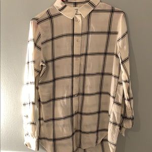 white flannel with navy blue stripes